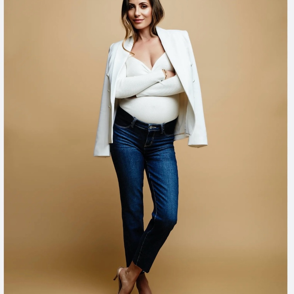 Hatch X Current Elliot straight leg maternity jeans side panel size 27 4